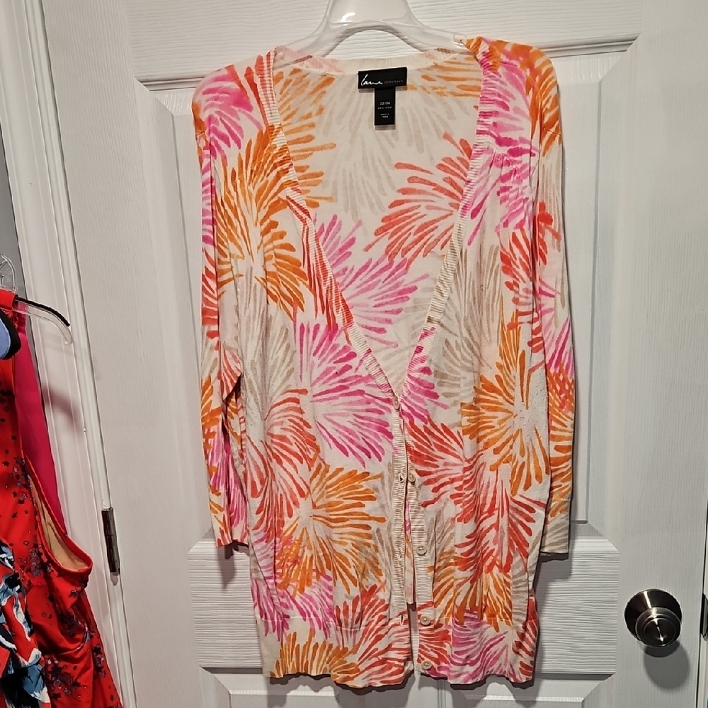 Lane Bryant Multicolor Floral Cardigan